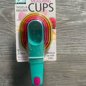 Joie Teal Handle Nesting Measuring Cups with Pink, Yellow, Orange, Green